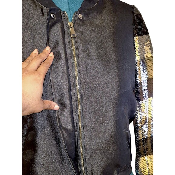 Sachin and Babi Sequins Sleeves Bomber Jacket NYE Party Glam Squad Size Small - Picture 3 of 7